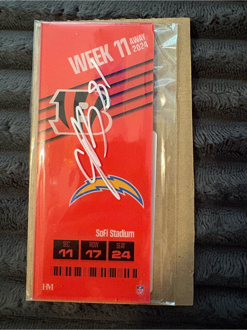 Jermaine Burton Signed Week 11 Commemorative Ticket #08/10 Beckett BAS Bengals